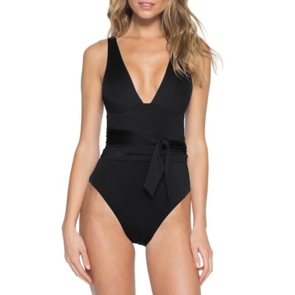 BECCA Color Coded Cinched Waist One-Piece Swimsuit - Picture 1 of 5